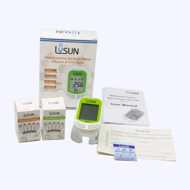 kit complet de test d'acideurique Lysun analysuer + test +auto piqueur + mini pipette